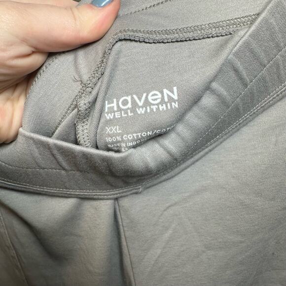 Haven Well Within Gray Jogger Pants 100% Cotton Pockets Elastic Waist XXL - Picture 3 of 7